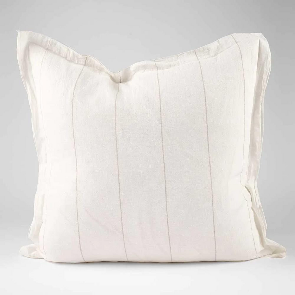 Modern and classic with its double linen flange edge, this striped cushion will add a stylish finish to your sofa or bed.