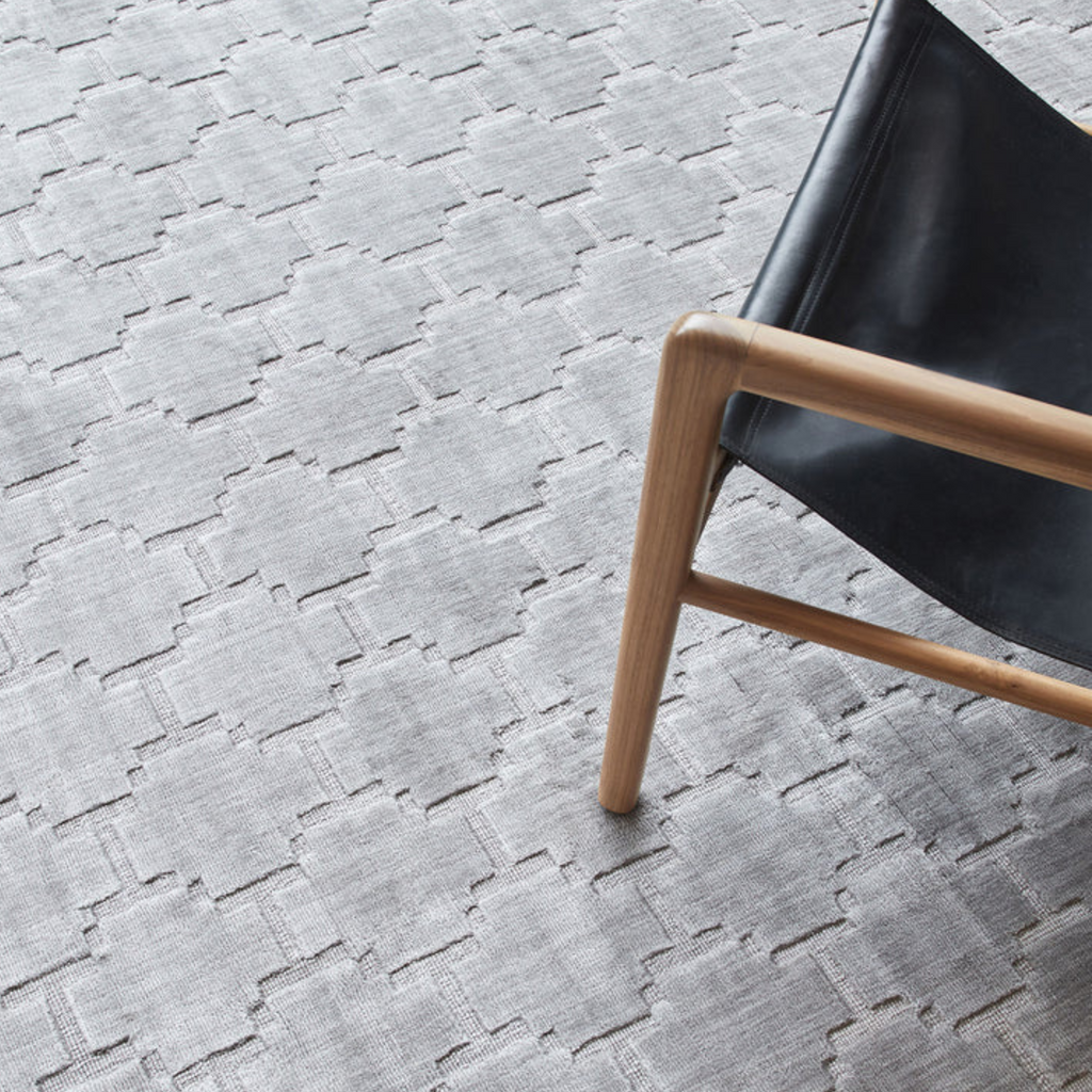 The Sanctuary rug from Tribe Home, adds a sense of elegance, neutrality and balance.  Handmade with 100% silk and a motif design in shades of grey.