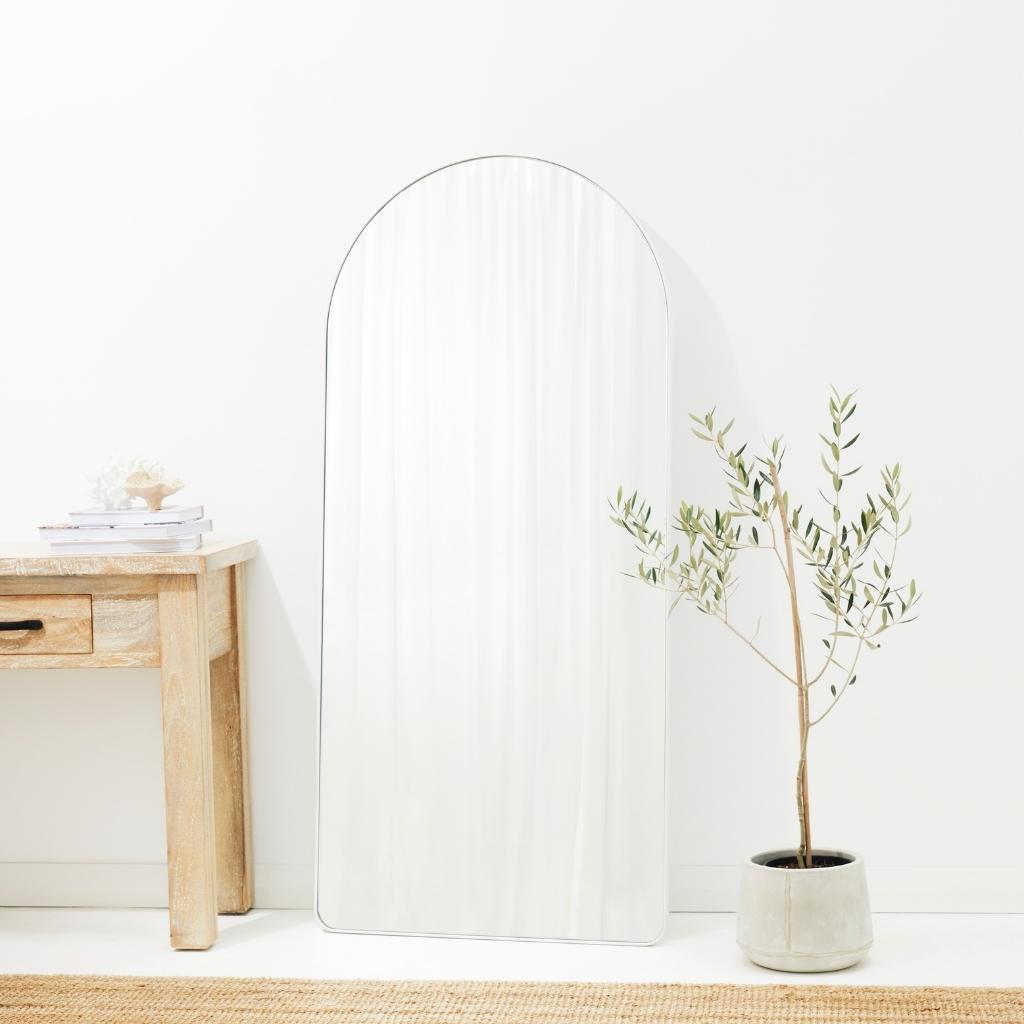 Studio Arch Floor Mirror - Slim, White