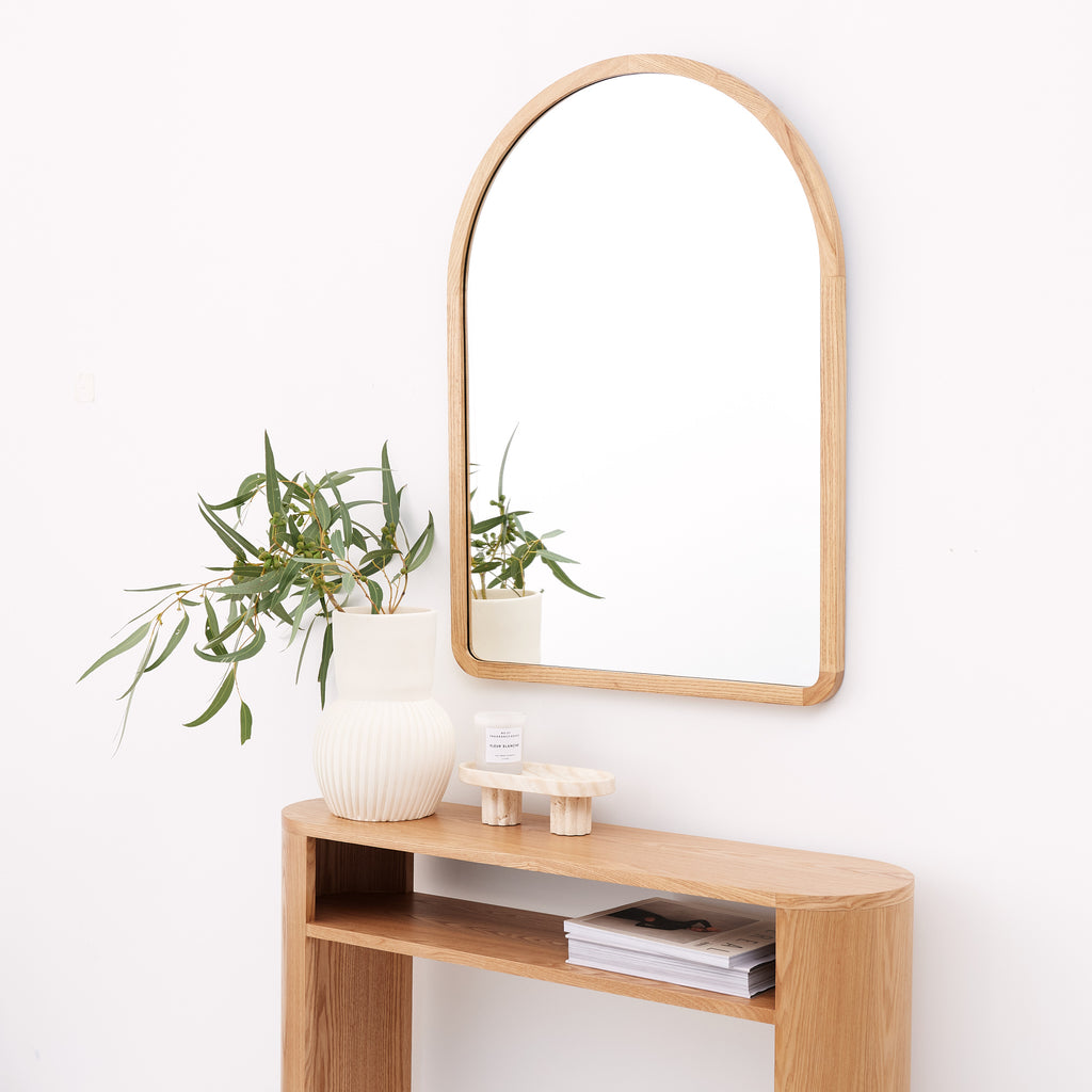 Studio Slim Wall Arch Wood Mirror
