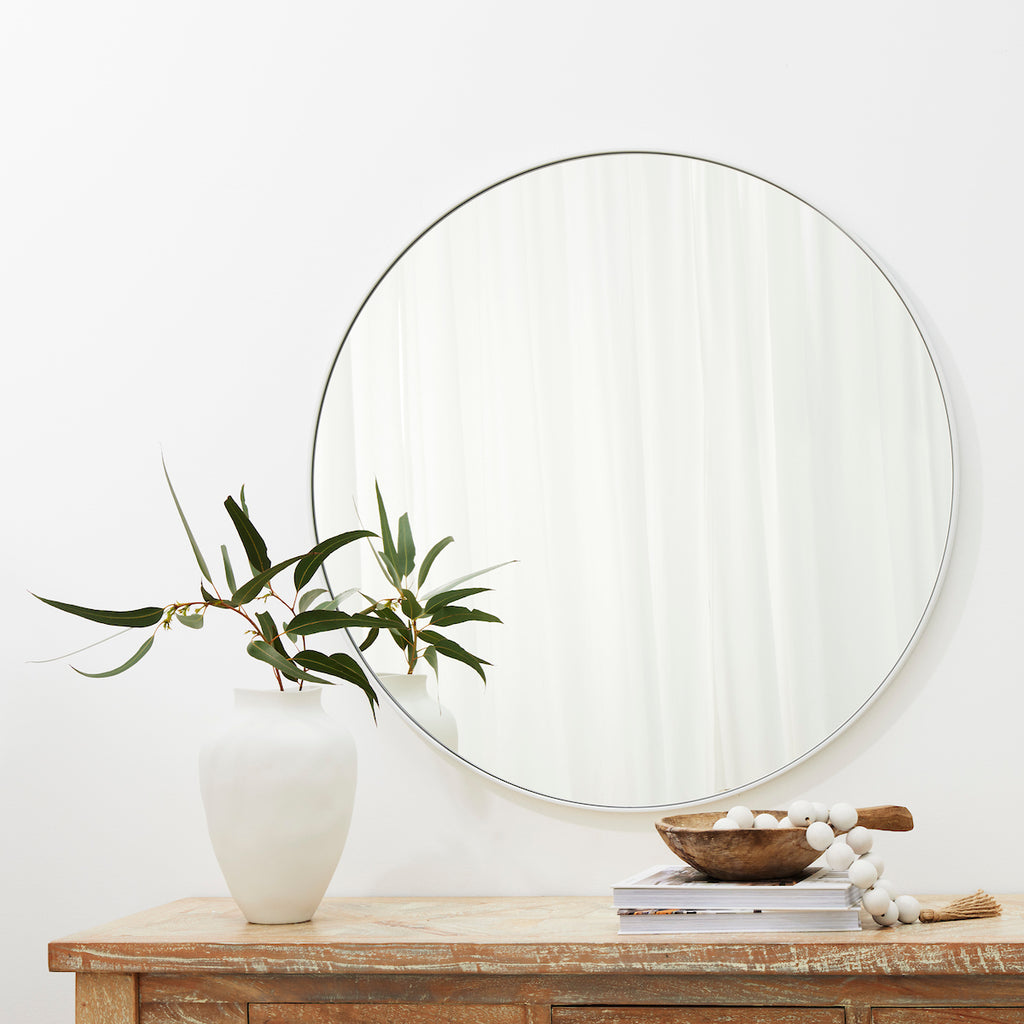 Studio Round Mirror, White - 90cm
