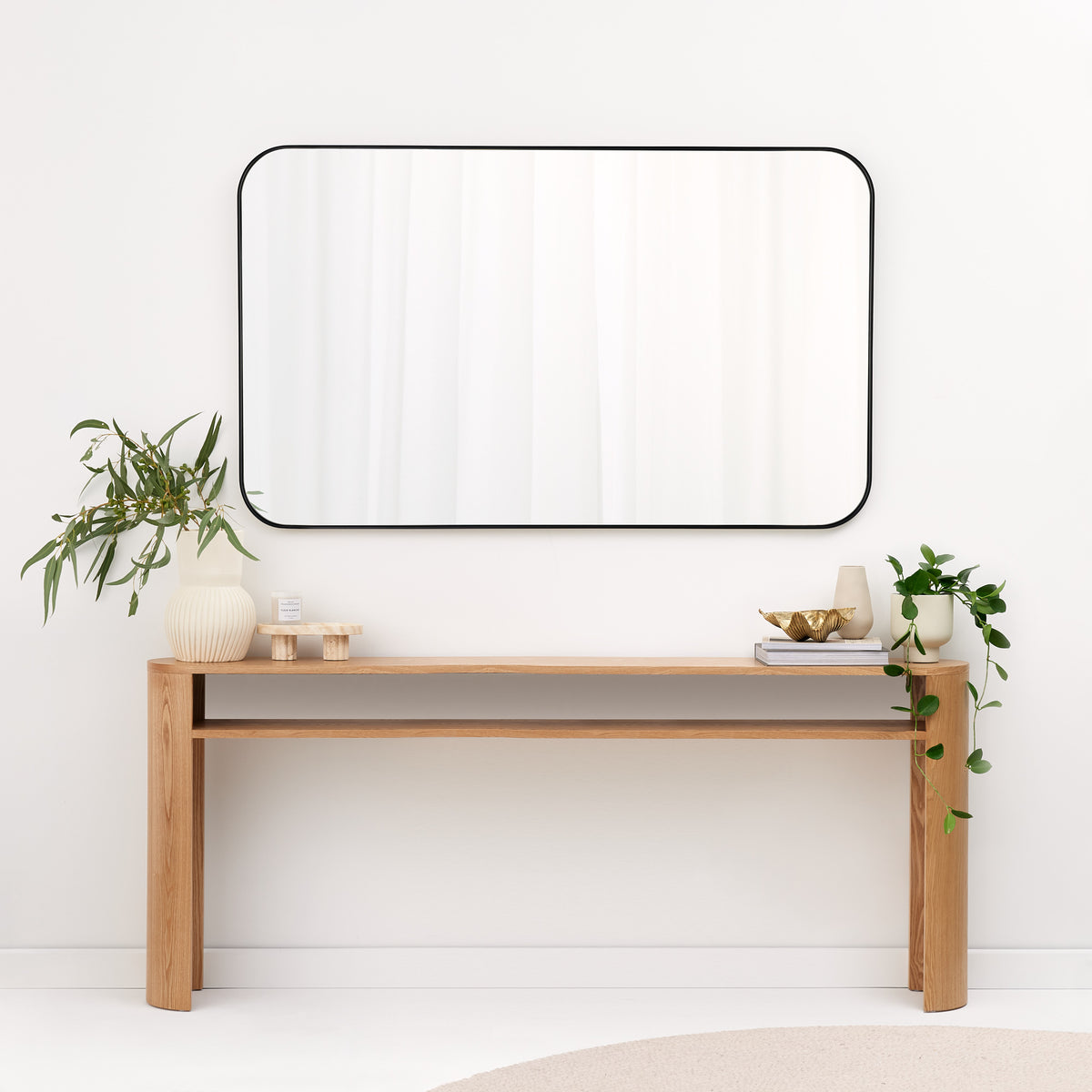 Studio Long Rectangle Curve Mirror, Black Rectangle Mirrors
