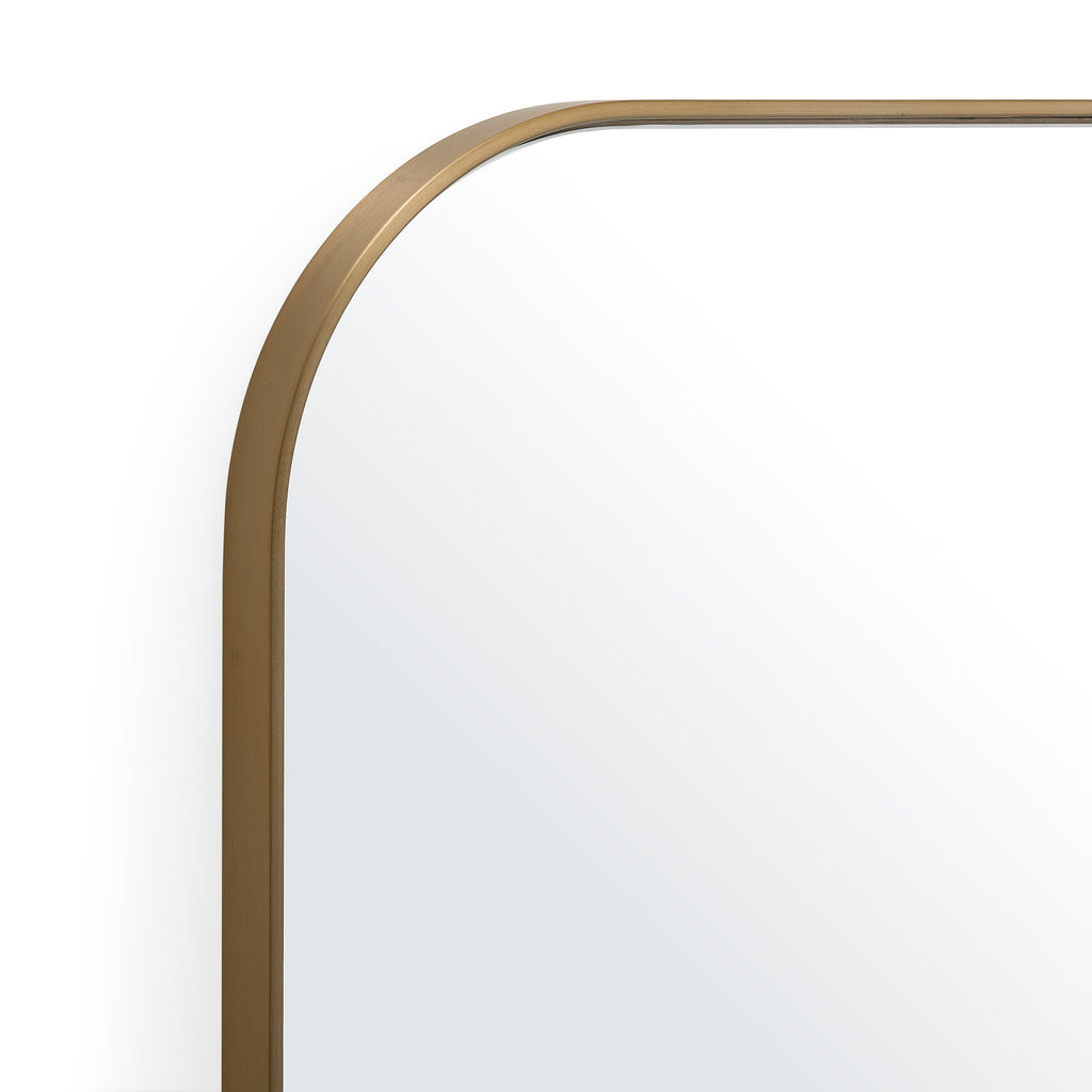 Close up image Studio Long Rectangle Curve Mirror - Brass
