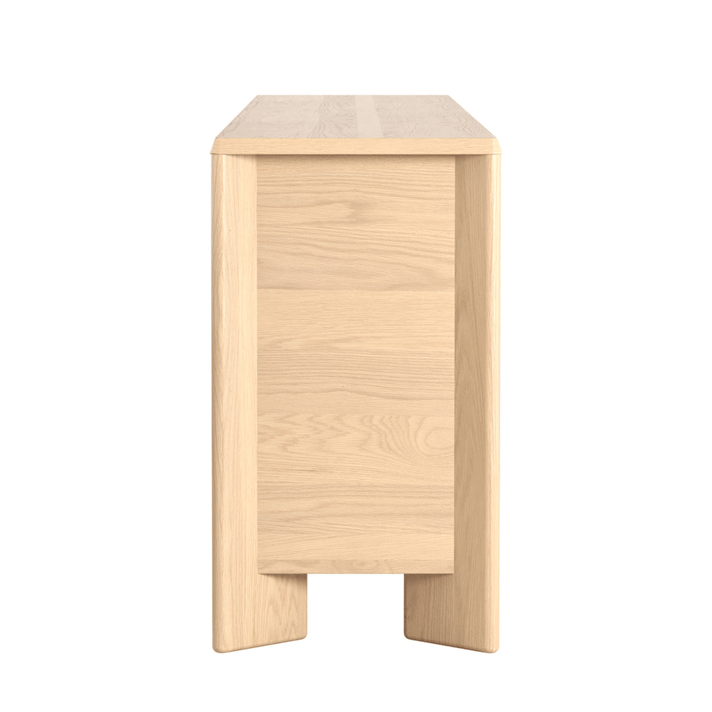 Granite Lane exclusive Master Pacific Lenny Buffet oak crema veneer, refined silhouette and spacious storage