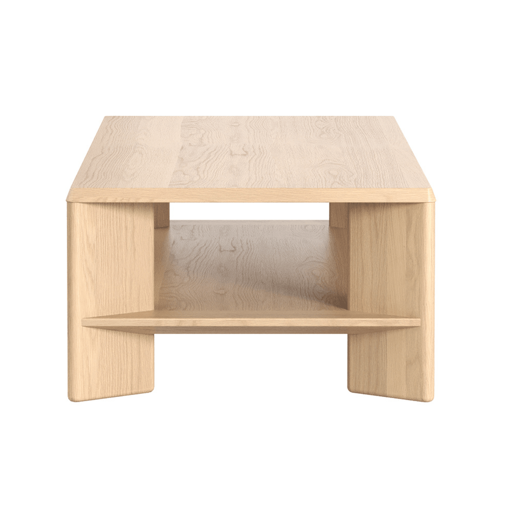 Lenny Coffee Table in Oak Crema by Master Pacific, soft‑curved rectangular top and sculptural flared legs