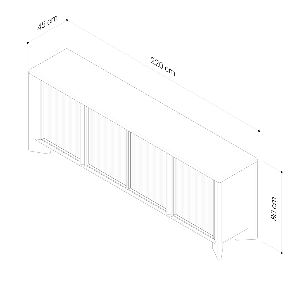Line drawing of Master Pacific Lenny Buffet with dimensions labeled