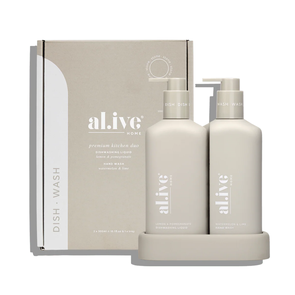 al.ive Hand Wash Lemon Pomegranate, Dishwashing Liquid and Watermelon Lime Hand Wash product labels