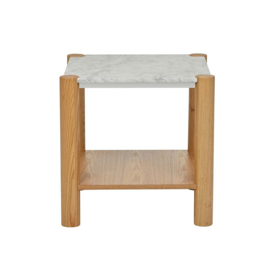 Carrara marble and ash framed modern bedside table by Globewest.