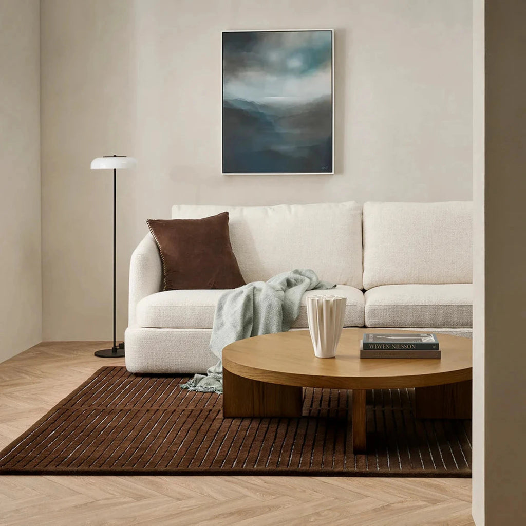 Marlow Rug displayed in contemporary living room with modern furniture.