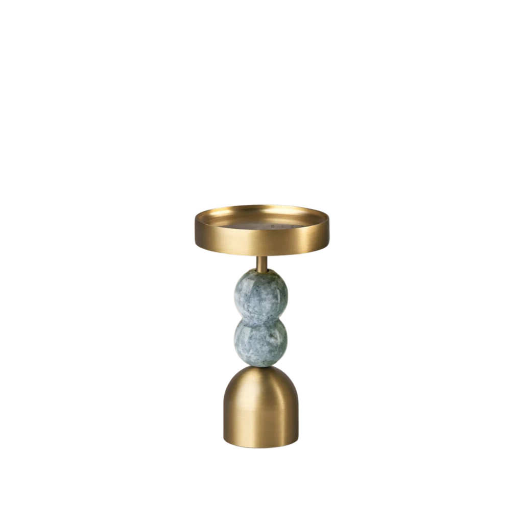 Light green gourd-inspired candle holder with decorative ridged design.