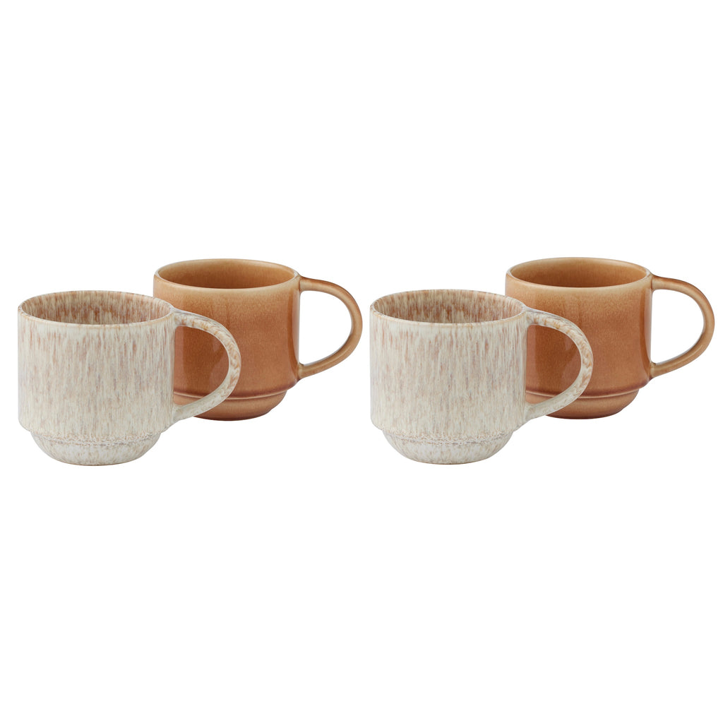 Calice ceramic mug set of 4 in Terracotta - 9x9cm coffee mugs for kitchen and dining