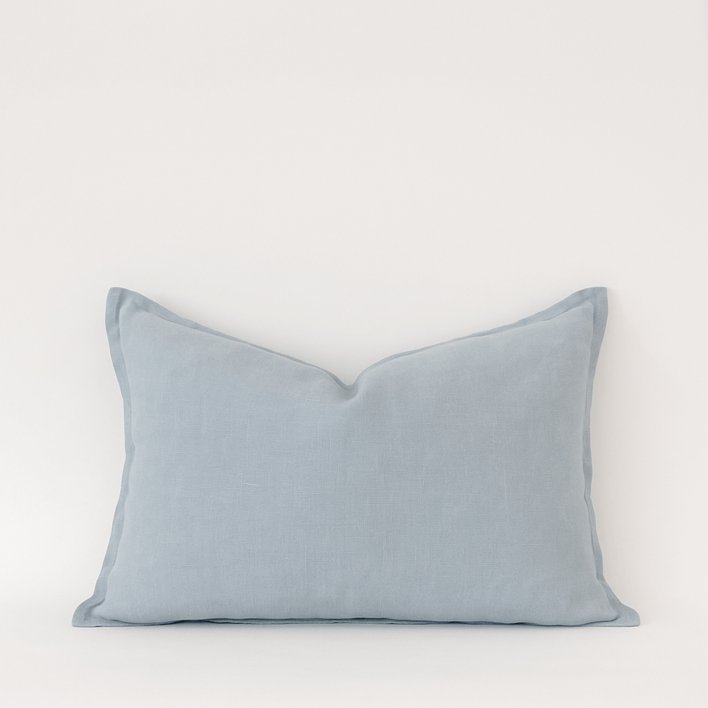 Sky Blue Linen Cushion 40cm - Granite Lane Coco Collection decorative pillow.