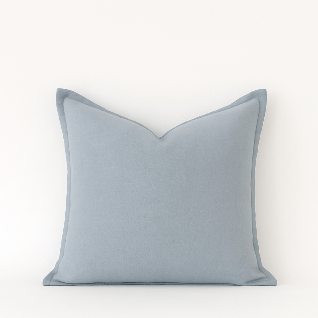 Luxury Sky Blue Coco Linen Cushion - Australian designed home decor by Granite Lane.