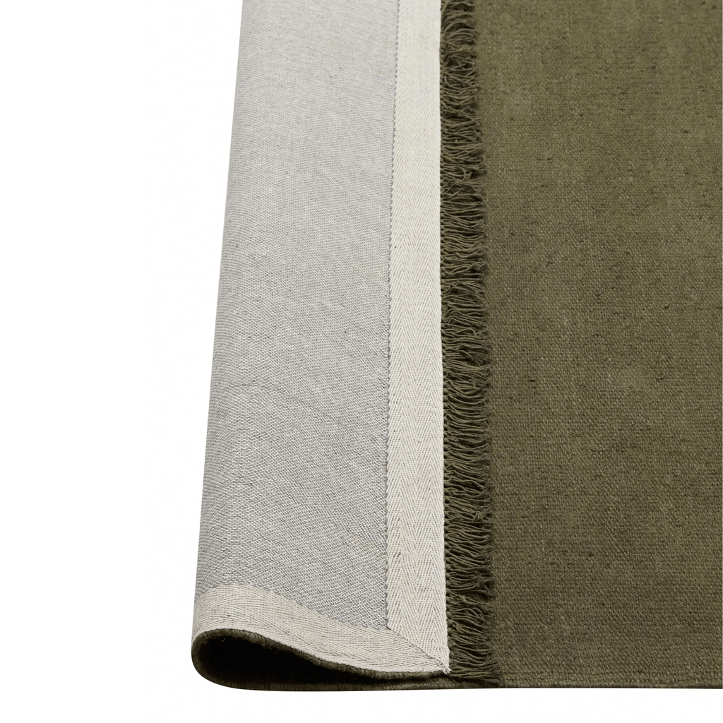 Weave Home Emilio Rug in Kale colourway - detailed view of deep green tones and design
