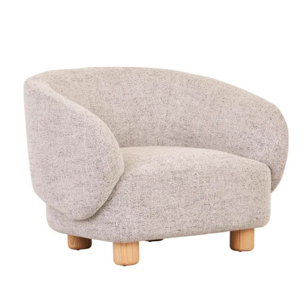 Flo Occasional Chair in moon rock fabric with natural ash wooden legs