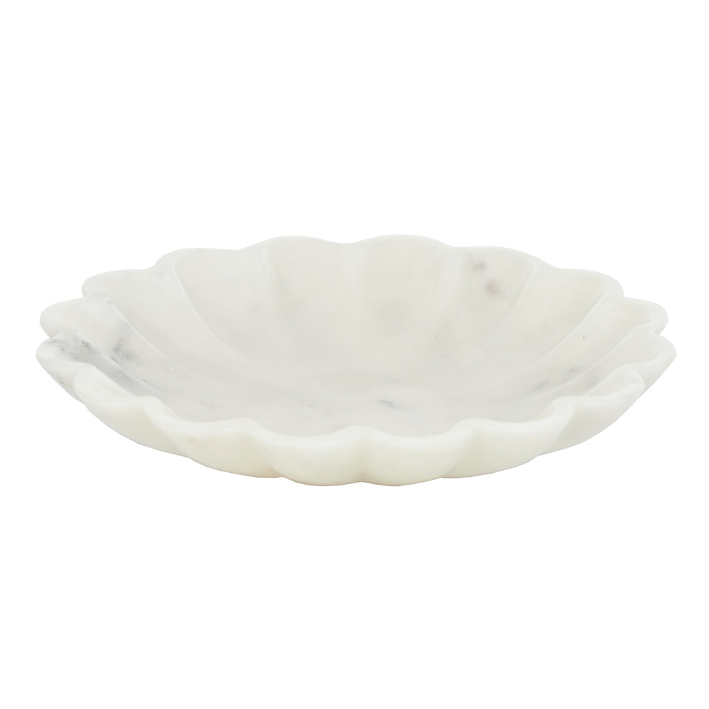 Natural Flora marble serving bowl - handcrafted stone bowl for elegant dining and kitchen decor