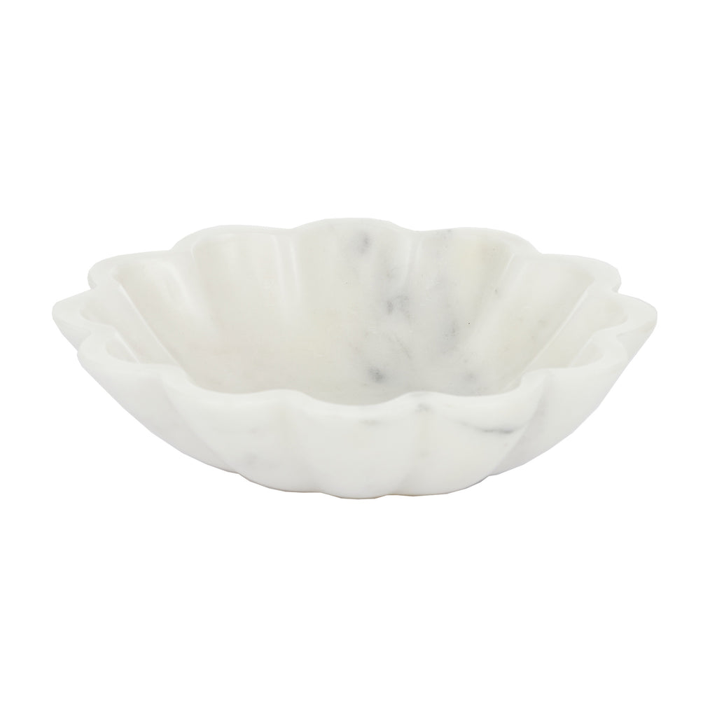 Natural Flora small marble serving bowl - handcrafted stone bowl for elegant dining and kitchen decor