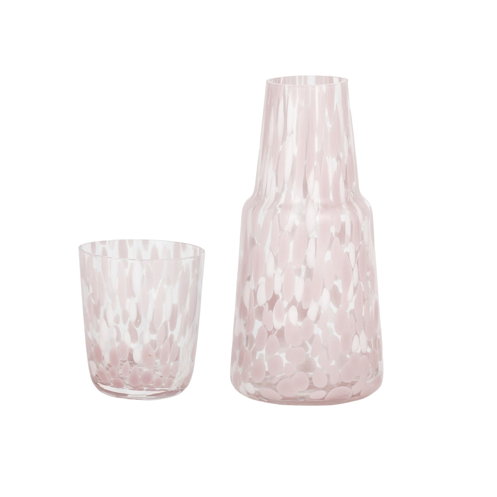 Freckle glass carafe and glass set 10x22.5cm with speckled pattern - elegant beverage serving set for kitchen and dining