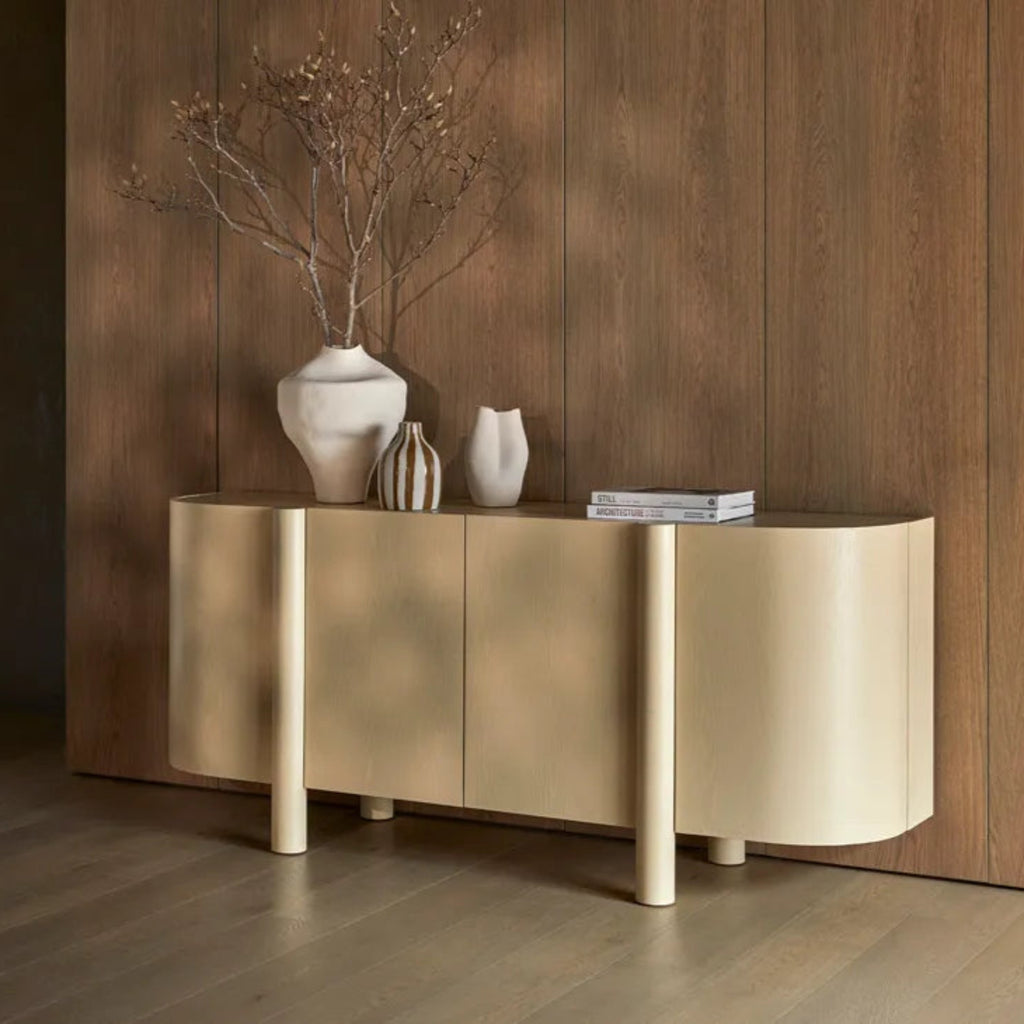 Globewest Forme Rina Contemporary sculptural vase in white for interior décor.