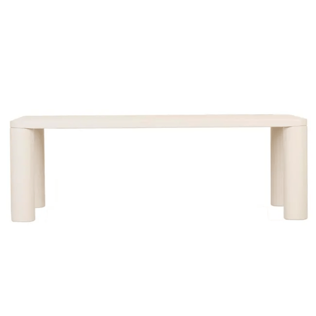 GlobeWest Frankie Rectangular Dining Table White Fossil ash veneer tubular legs