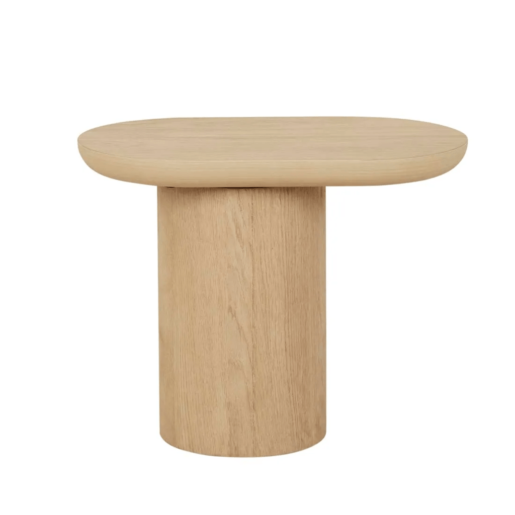 Seb organic timber side table by globewest as seen on the block 2025
