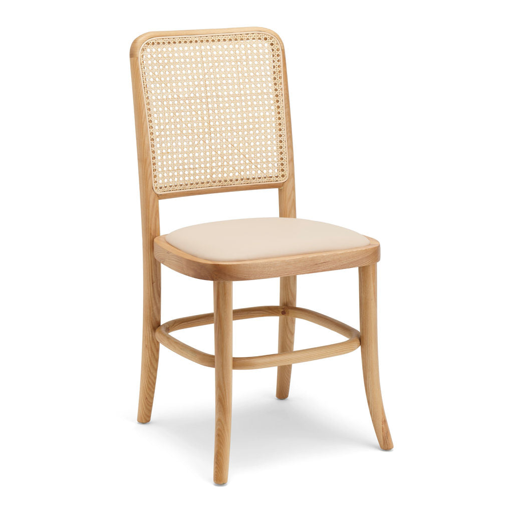 Lola Dining Chair, rattan and nude leather