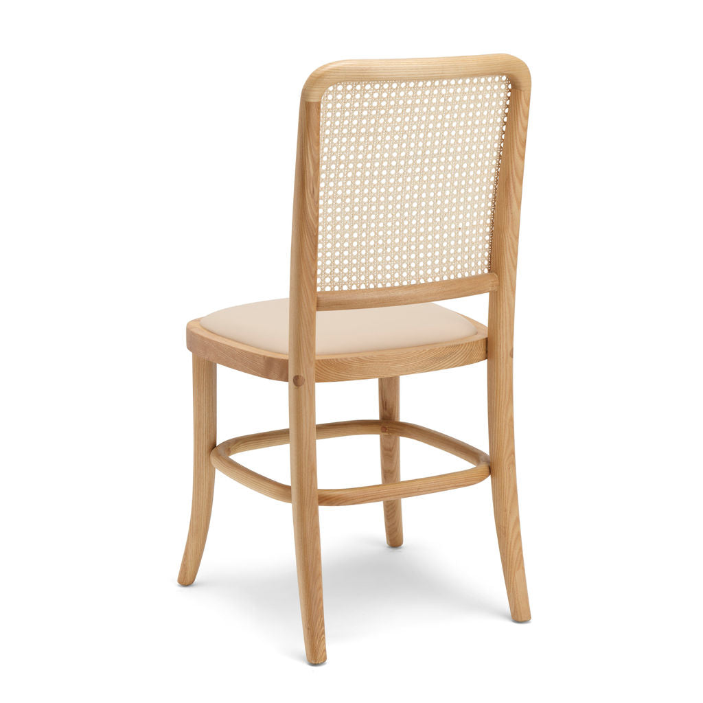 Lola Dining Chair by Granite Lane, rattan and vegan leather in nude