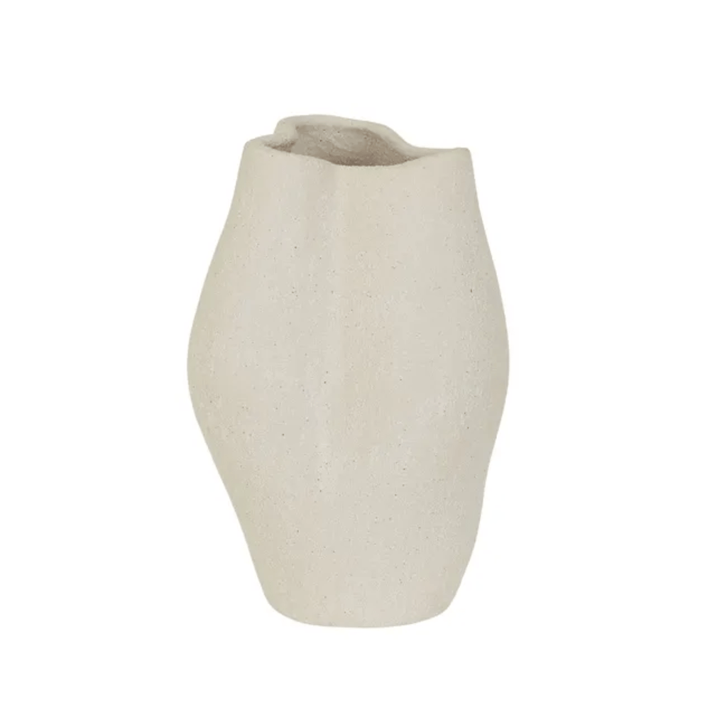 GlobeWest Hanson Contour Small Vase Sand — textured sculptural vase