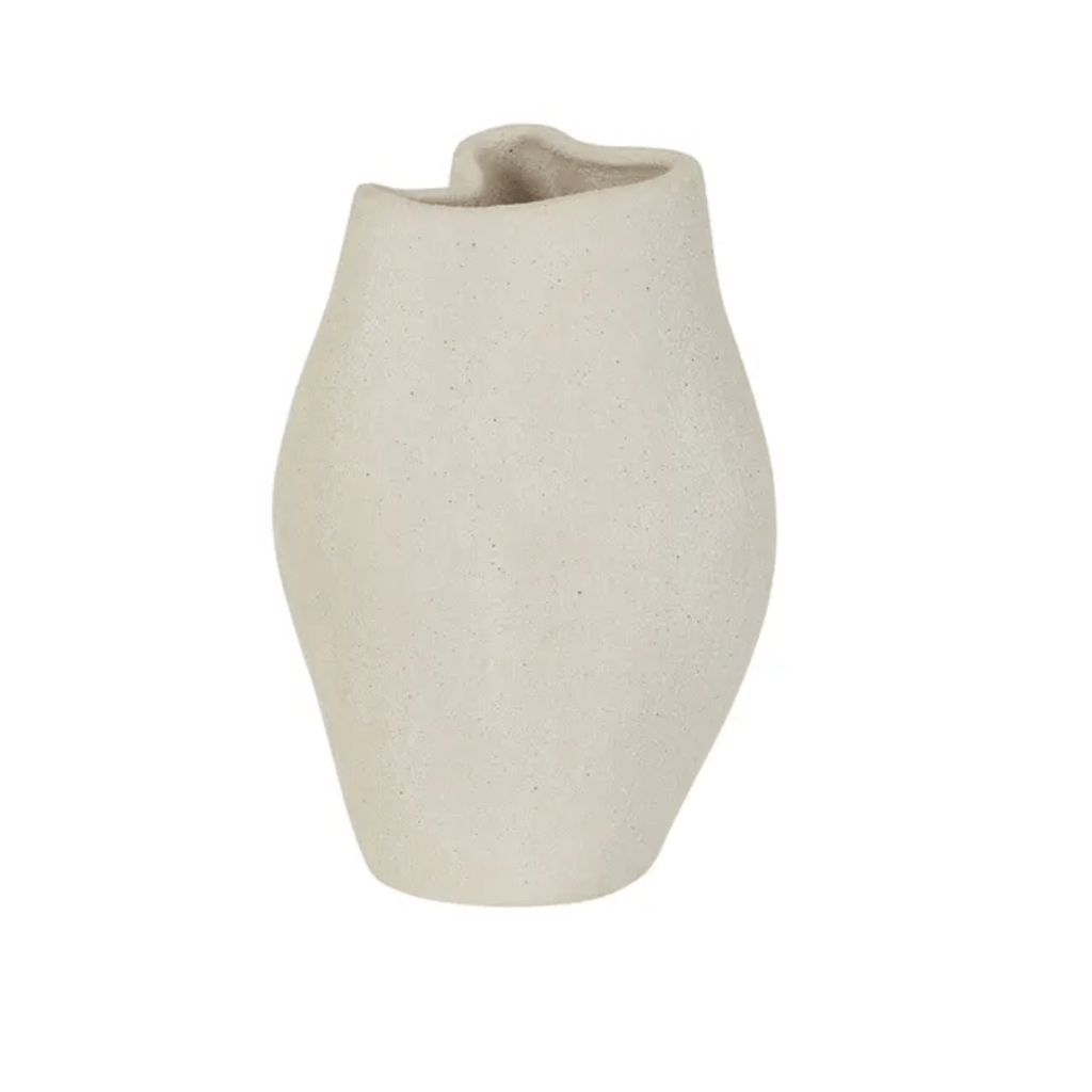 GlobeWest Hanson Contour Small Vase Sand — compact sculptural vase