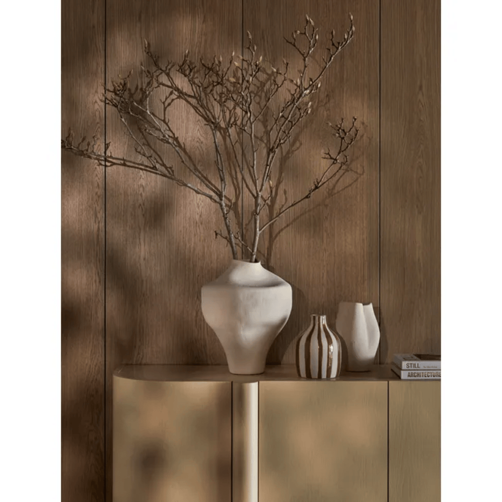 GlobeWest Hanson Contour Small Vase Sand — compact sculptural vase