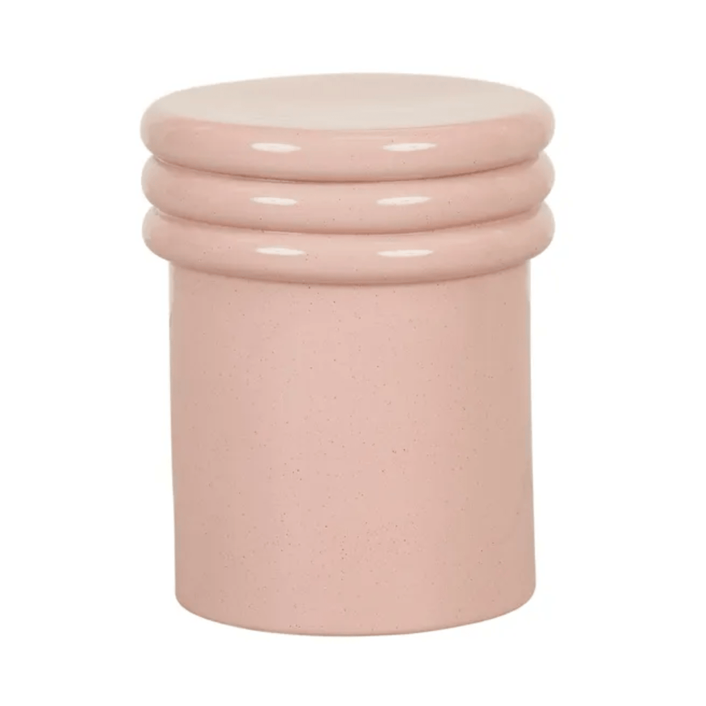 GlobeWest Hanson Round Side Table dusty rose warm-toned ceramic accent