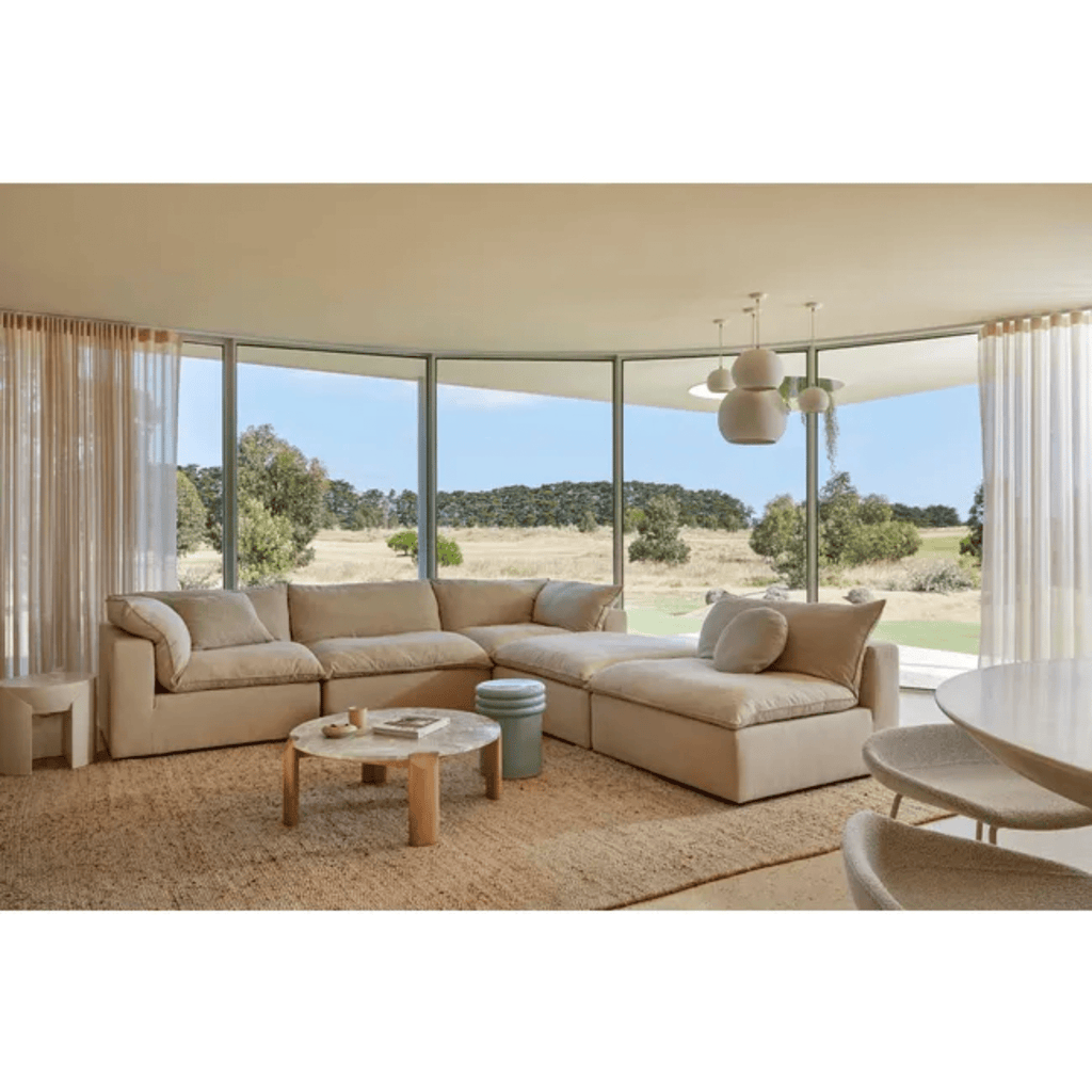 GlobeWest Hanson Round Side Table Pale Blue ceramic asymmetrical accent