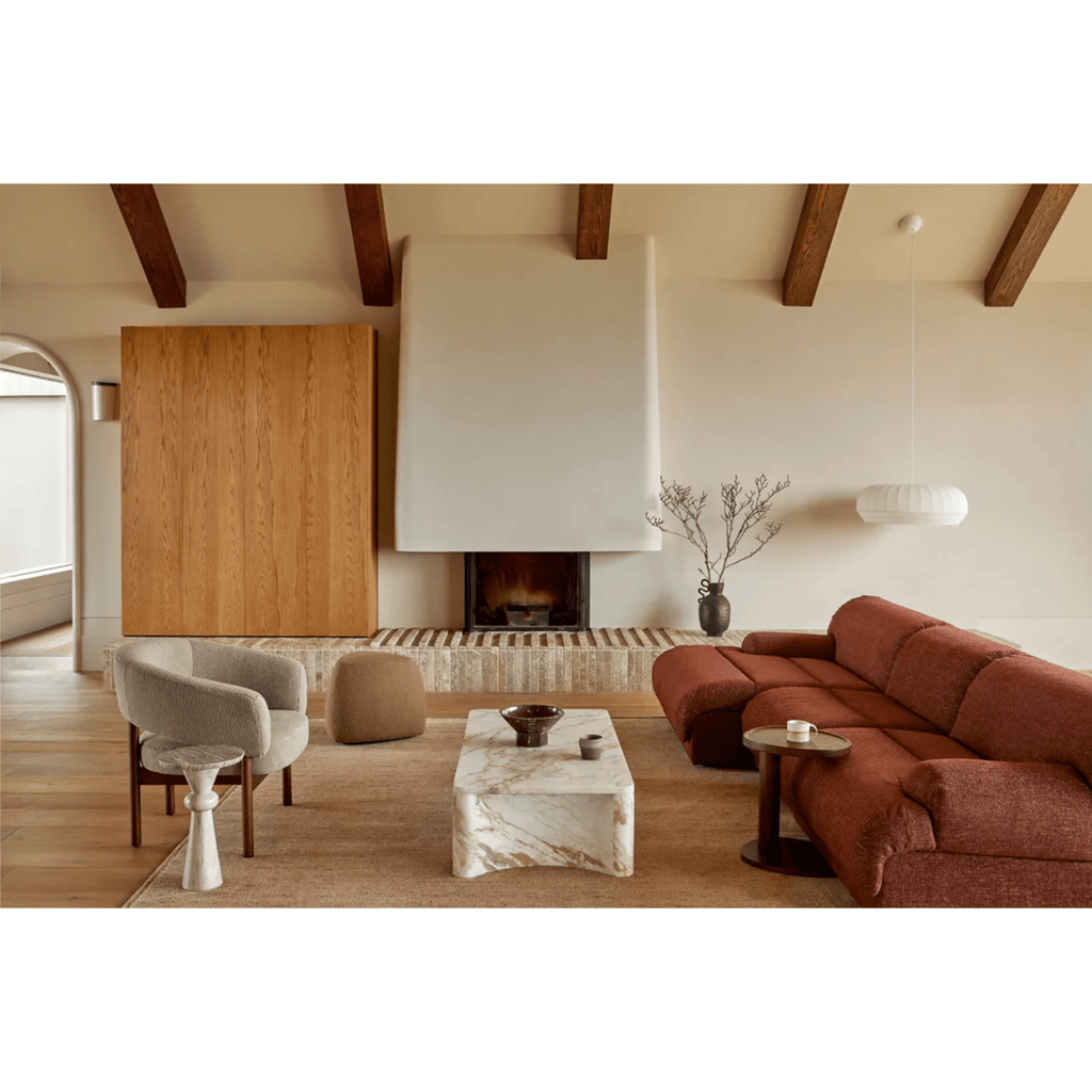 GlobeWest Jenson Occasional Chair elegantly styled in a contemporary living room setting