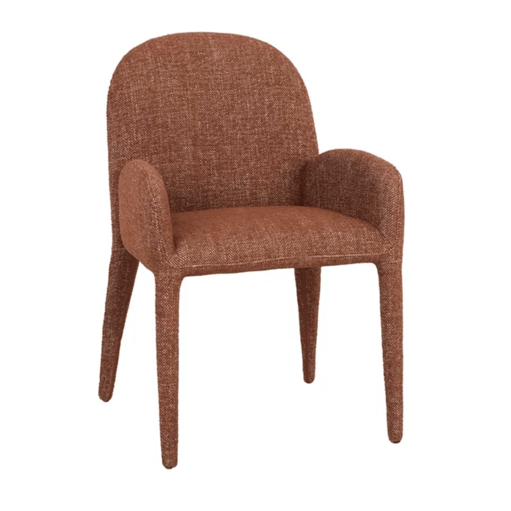 Bold GlobeWest Jules Dining Chair featuring rich Brick upholstery.