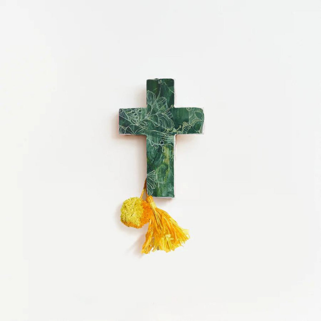 The Jungle Flower Mini Cross designed by Artist Jai Vasicek, handmade in Byron Bay, Australia. 