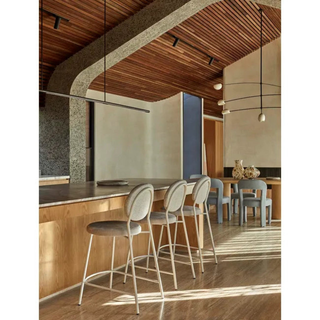 GlobeWest Laylah Loop Barstool, Wheat & Almond Milk, upholstered counter stool with powder coated frame