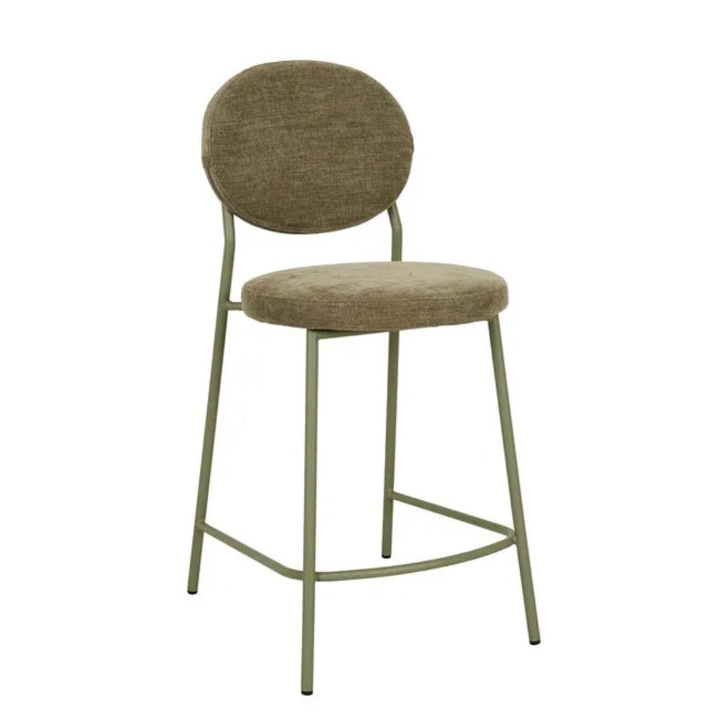 GlobeWest Laylah Loop Barstool in Copeland Olive back with Matt Green seat — stylish bar stoo