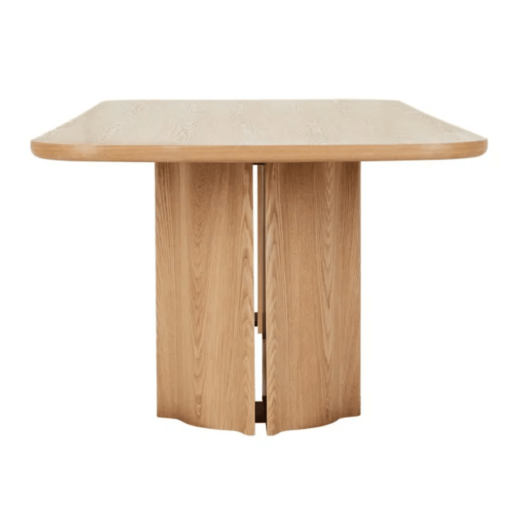 GlobeWest Leon dining table with a unique base design on a white background