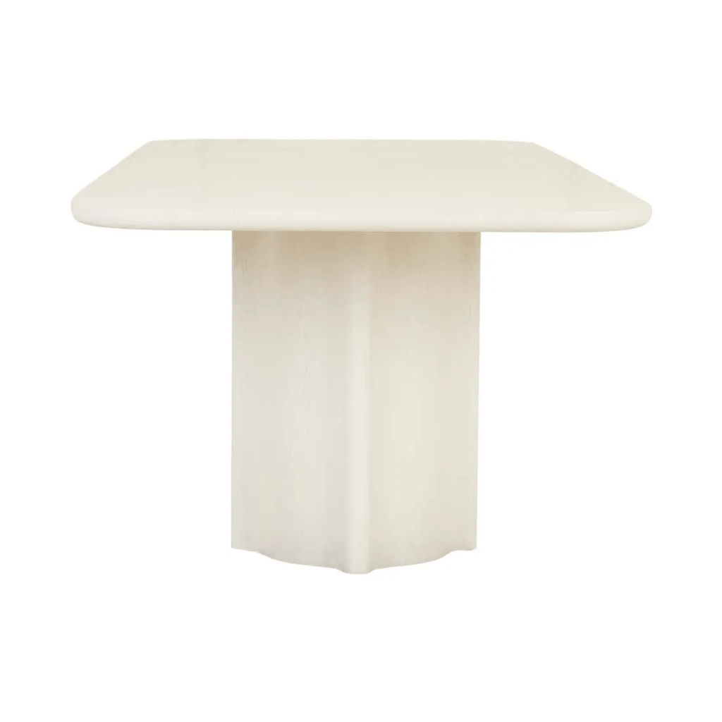 Side view of GlobeWest Leon Dining Table in Porcelain