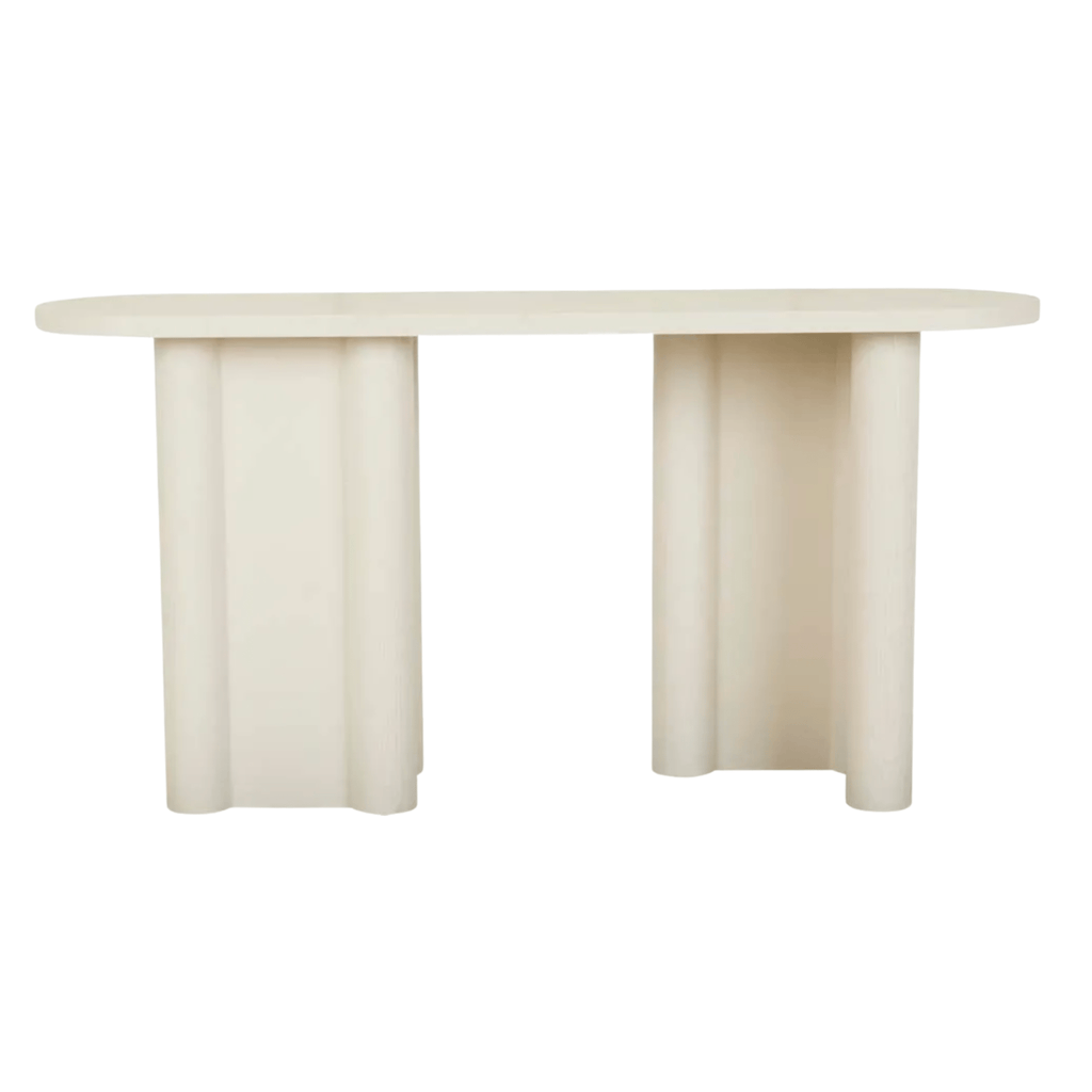Porcelain beige Console sculpted hall table with a modern design 