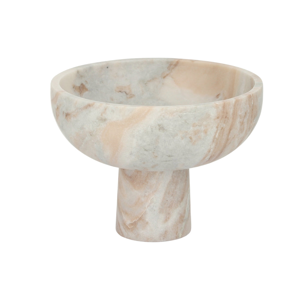 White Marco marble footed bowl - elevated natural stone serving bowl for elegant table styling