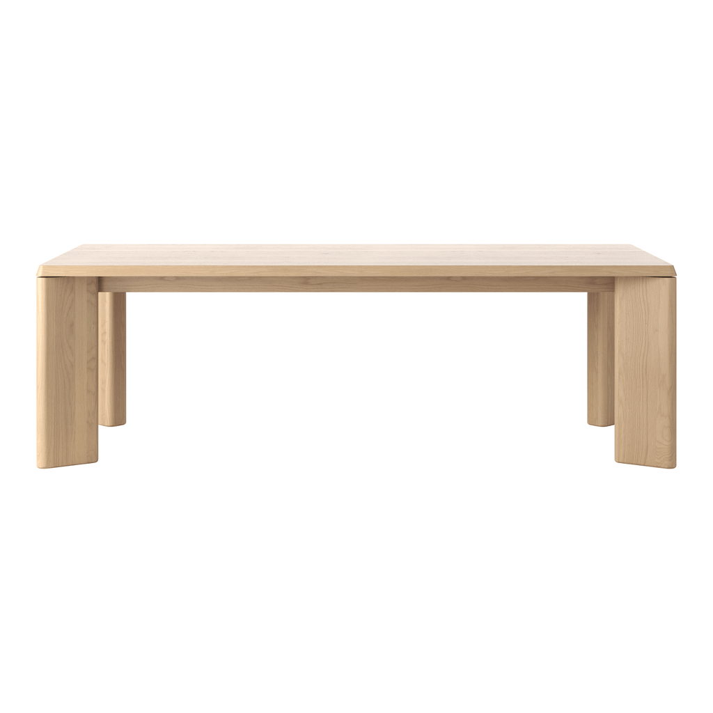 Lenny large oak crema dining table with elegant triangular legs modern design.