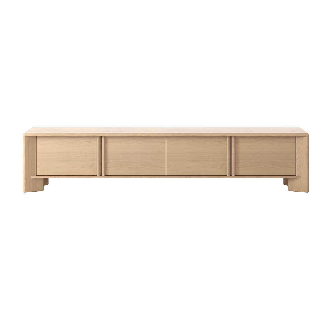 product image Lenny Entertainment Unit 2400 mm oak crema finish with sculpted legs available at Granite Lane in Perth
