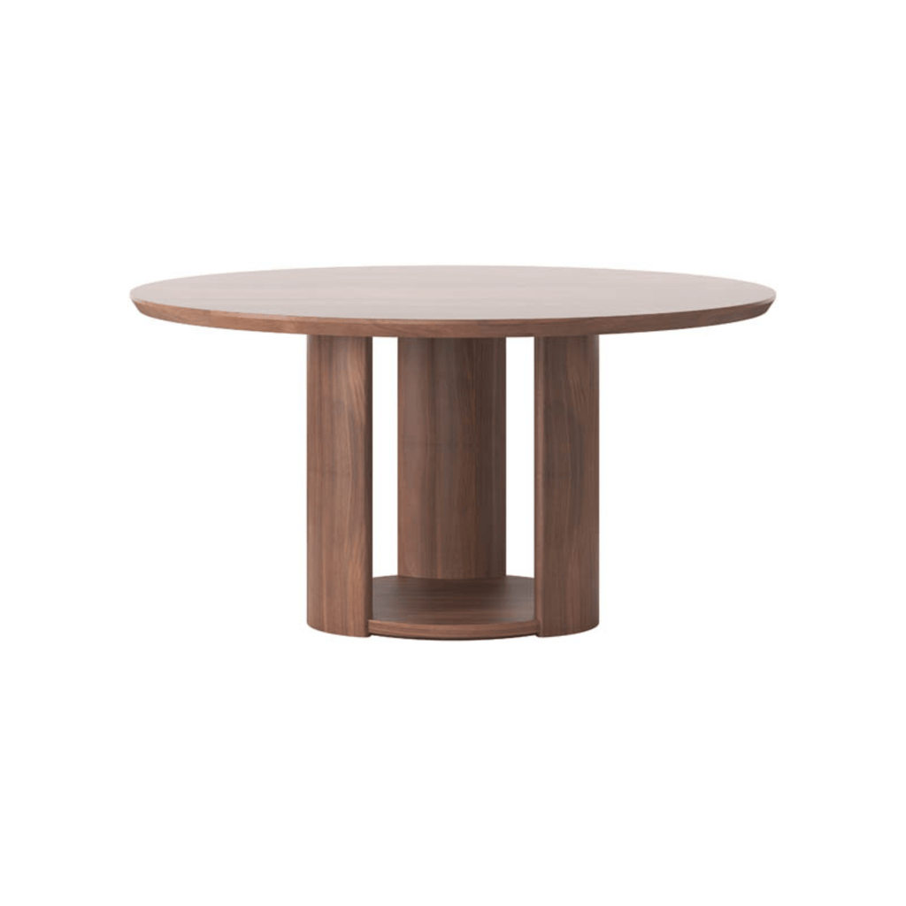 Natural walnut Meko Dining Table 1500 round with undercut top detail available at Granite Lane in Perth