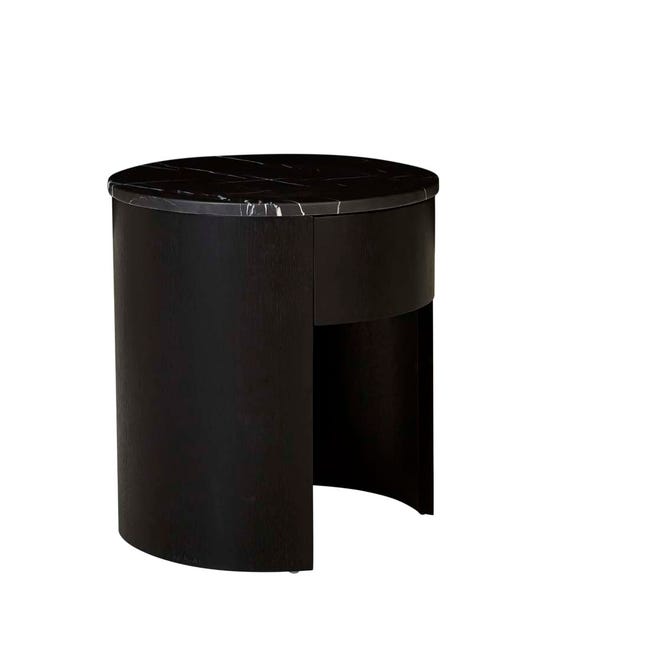side image of oberon crescent globewest marble coffee table in black 