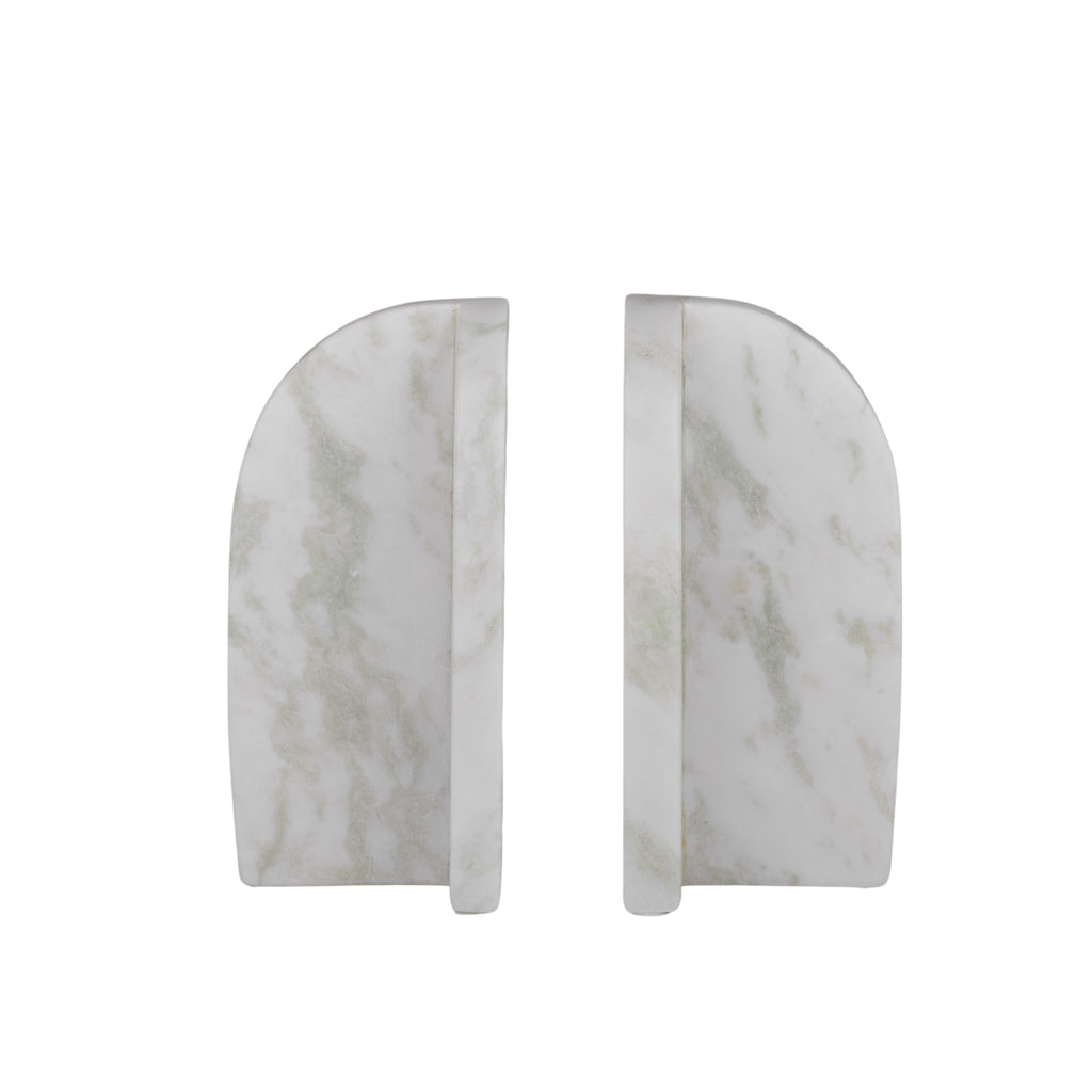 Onyx marble bookends set of 2 in green 15x9x17cm - heavy-duty stone bookends for home office and library organisation