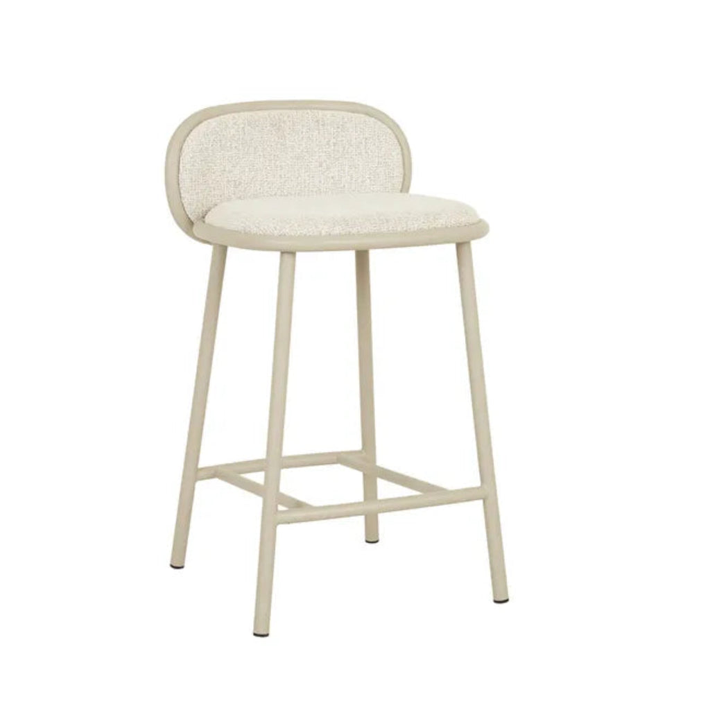 GlobeWest Pebble Barstool in Cashmere fabric with contemporary beige frame