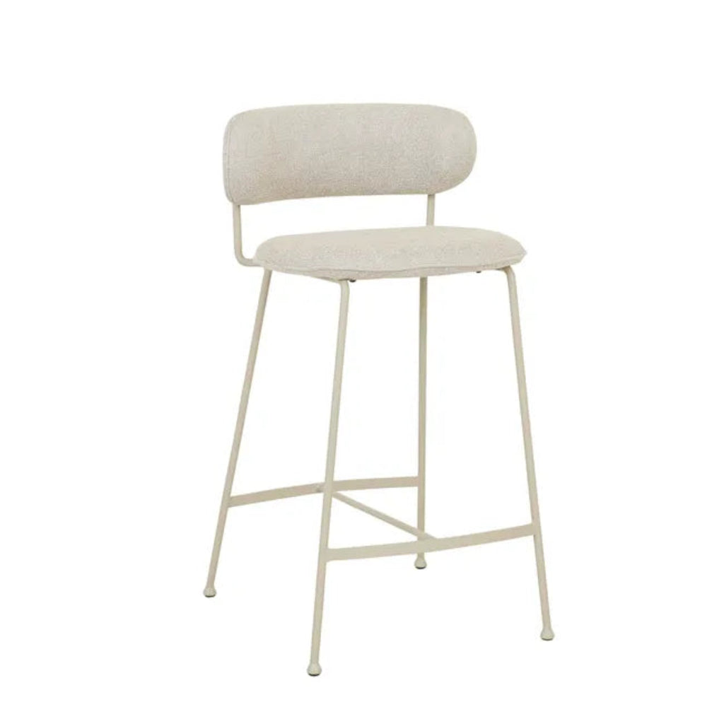 Modern GlobeWest Piccolo Barstool in Feather Speckle fabric, perfect for kitchen islands