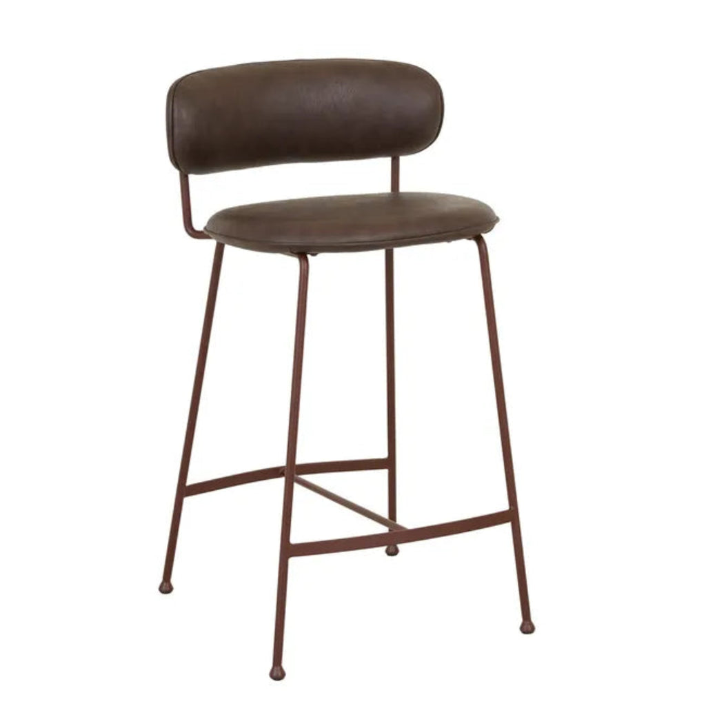 Refined GlobeWest Piccolo Barstool in Vintage Matt Dark Brown PU with sophisticated lines