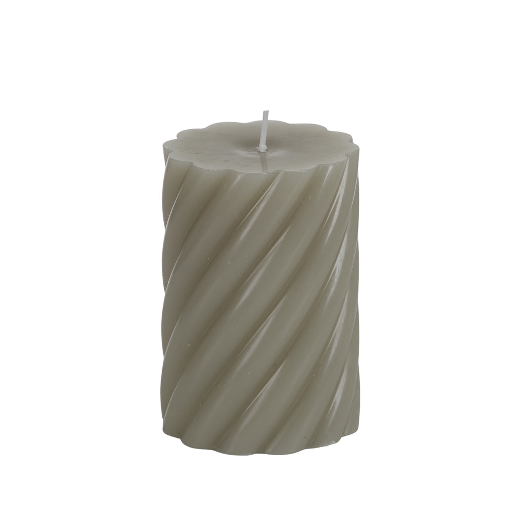 twist pillar candle in sage green decorative twisted candle for home ambiance and table décor